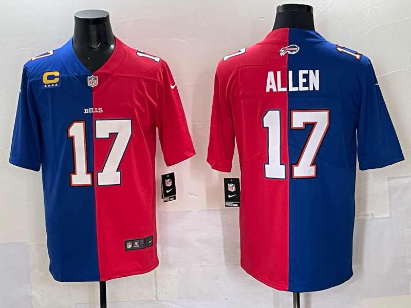 Men Buffalo Bills #17 Allen red blue Nike 2025 Limited NFL Jersey style 004